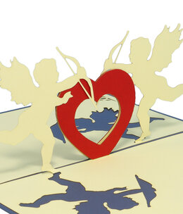 Pop Up Card, 3D Card, Valentine's Day Card, Wedding Card, Cupid, blue, N66