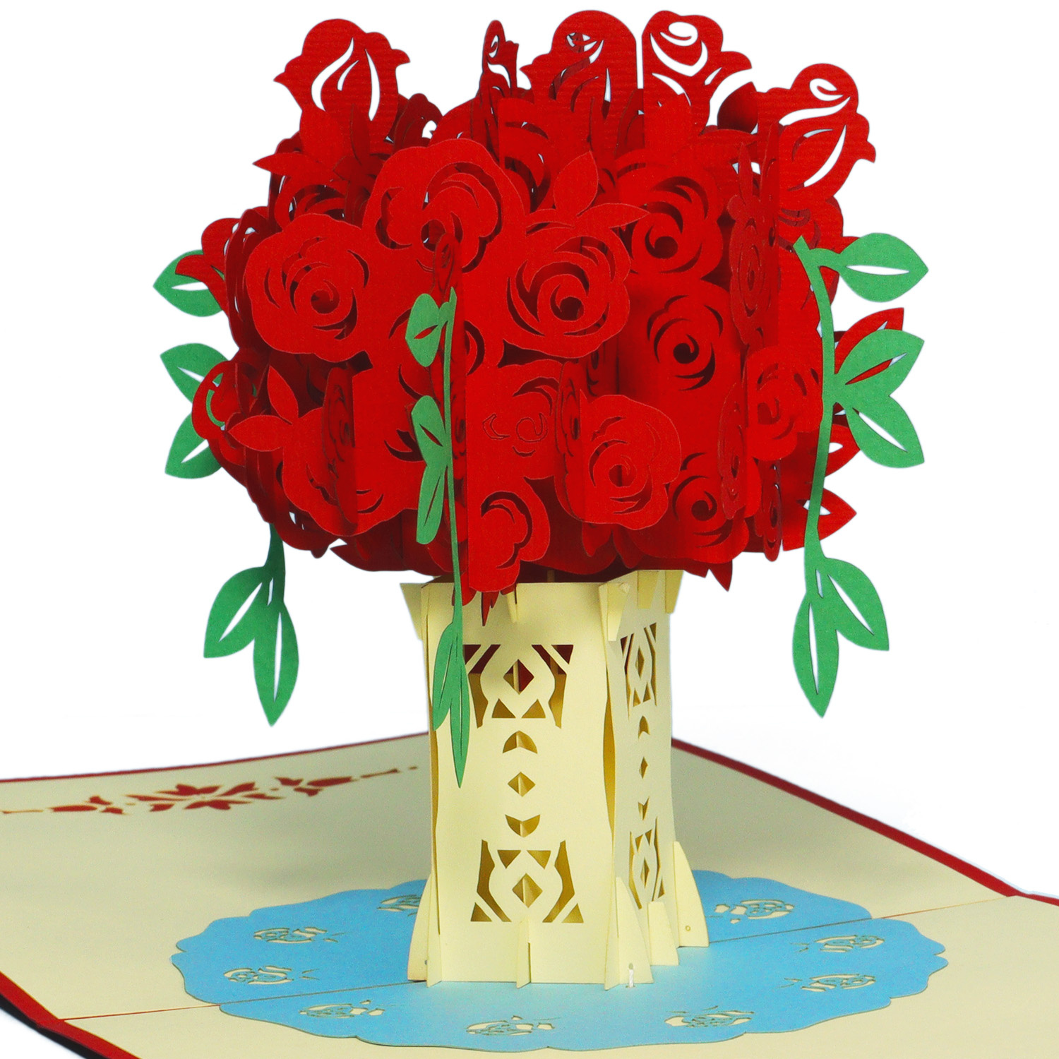 LINPOPUP Pop Up 3D Card, Wedding Card, Greeting Card Mother's Day, Rose Pot, LIN17522, LINPopUp®, N275