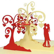 LINPOPUP Pop Up Card, 3D Card, Valentine's Day Card, Wedding Card, Couple under Heart Trees, N64