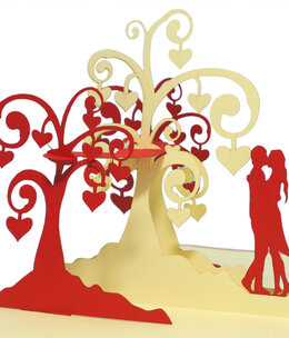 LINPOPUP Pop Up Card, 3D Card, Valentine's Day Card, Wedding Card, Couple under Heart Trees, N64