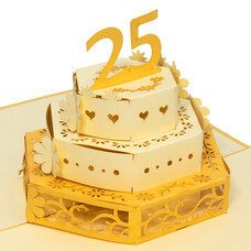 LINPOPUP Pop Up Card, 3D Card, Wedding Card, 25 Years Silver Wedding Anniversary, N314