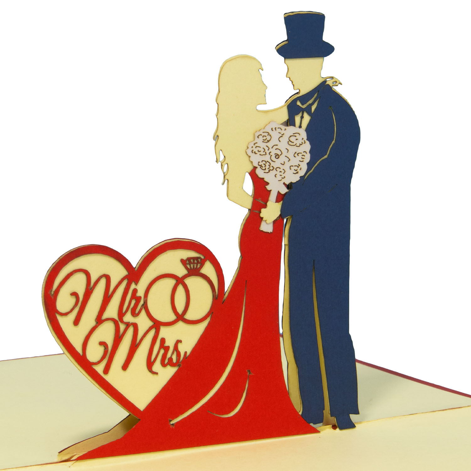 LINPOPUP Pop Up 3D Card, Wedding Card, Wedding Invitation, Bride and Groom Mr./Mrs., LIN17555, LINPopUp®, N311