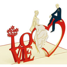 LINPOPUP Pop Up Card, 3D Card, Bridal Couple Heart, N254