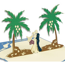LINPOPUP Pop Up Card, 3D Card, Caribbean Wedding, N340