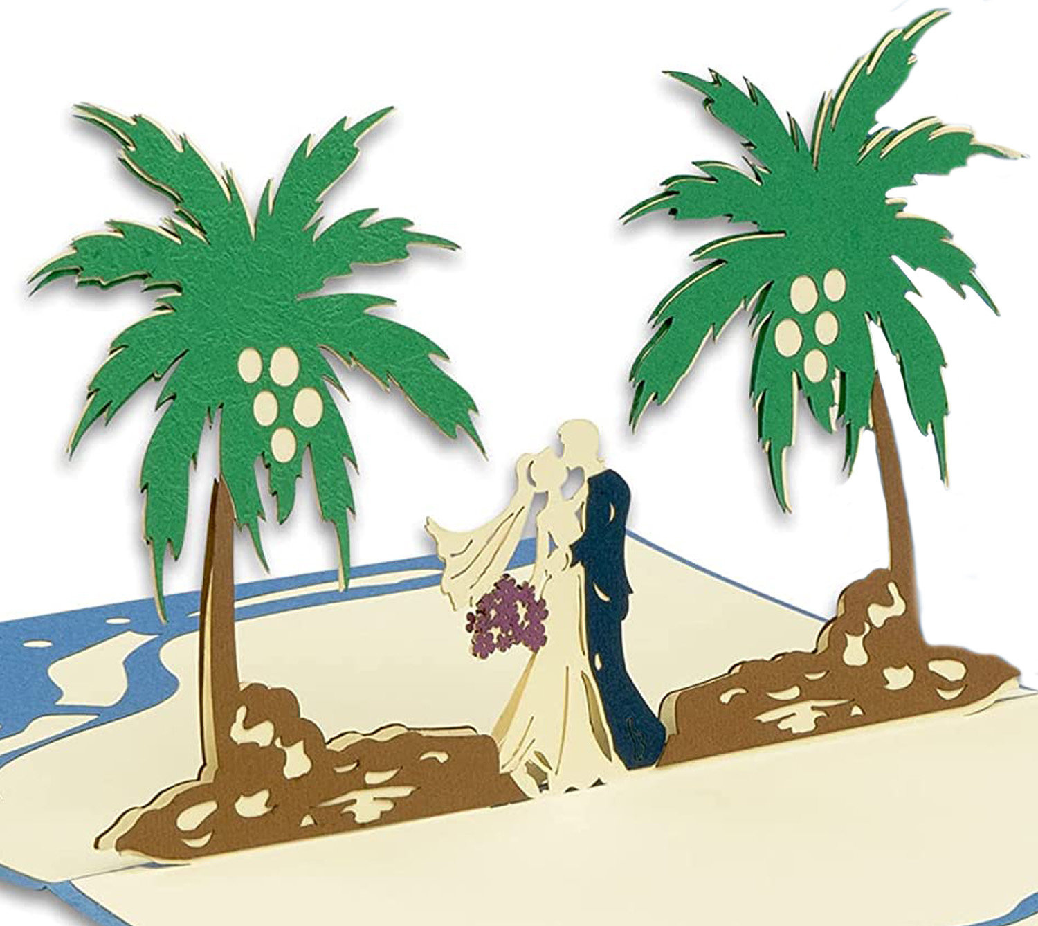 LINPOPUP Pop Up Karte Hochzeit, Hochzeitskarte, 3D Karten Grußkarten Hochzeit, Hochzeitsglückwunsch,3D Hochzeitseinladungen, Hochzeitskarte Glückwunsch, Südsee Karibik Hochzeit, LIN17580, LINPopUp®, N340