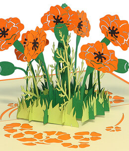 LINPOPUP Pop Up Card, 3D Card, Poppy Flower orange, N354