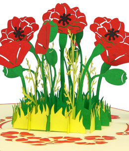 LINPOPUP Pop Up Card, 3D Card, Poppy Flower red, N355