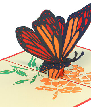 LINPOPUP Pop Up Card, 3D Card, Butterfly red, N381