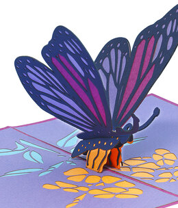 LINPOPUP Pop Up Card, 3D Card, Butterfly purple, N384