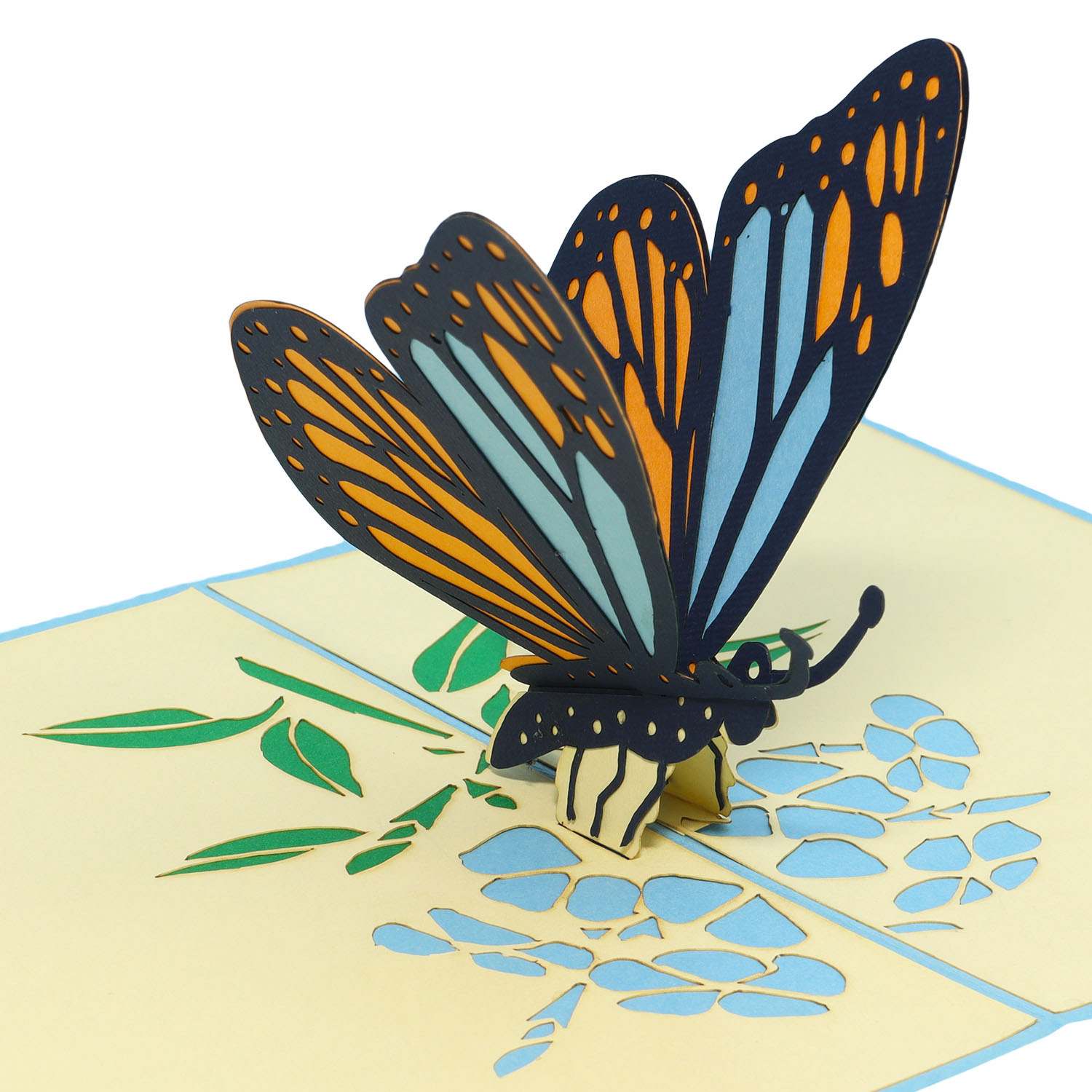 LINPOPUP Pop Up Karte Schmetterling, Geburtstag, Pop Up Geburtstagskarte, 3D Karten Natur, Geburtstagskarten, Muttertagskarten, Grußkarte Schmetterling, Blau, LIN 17656, LINPopUp®, N382