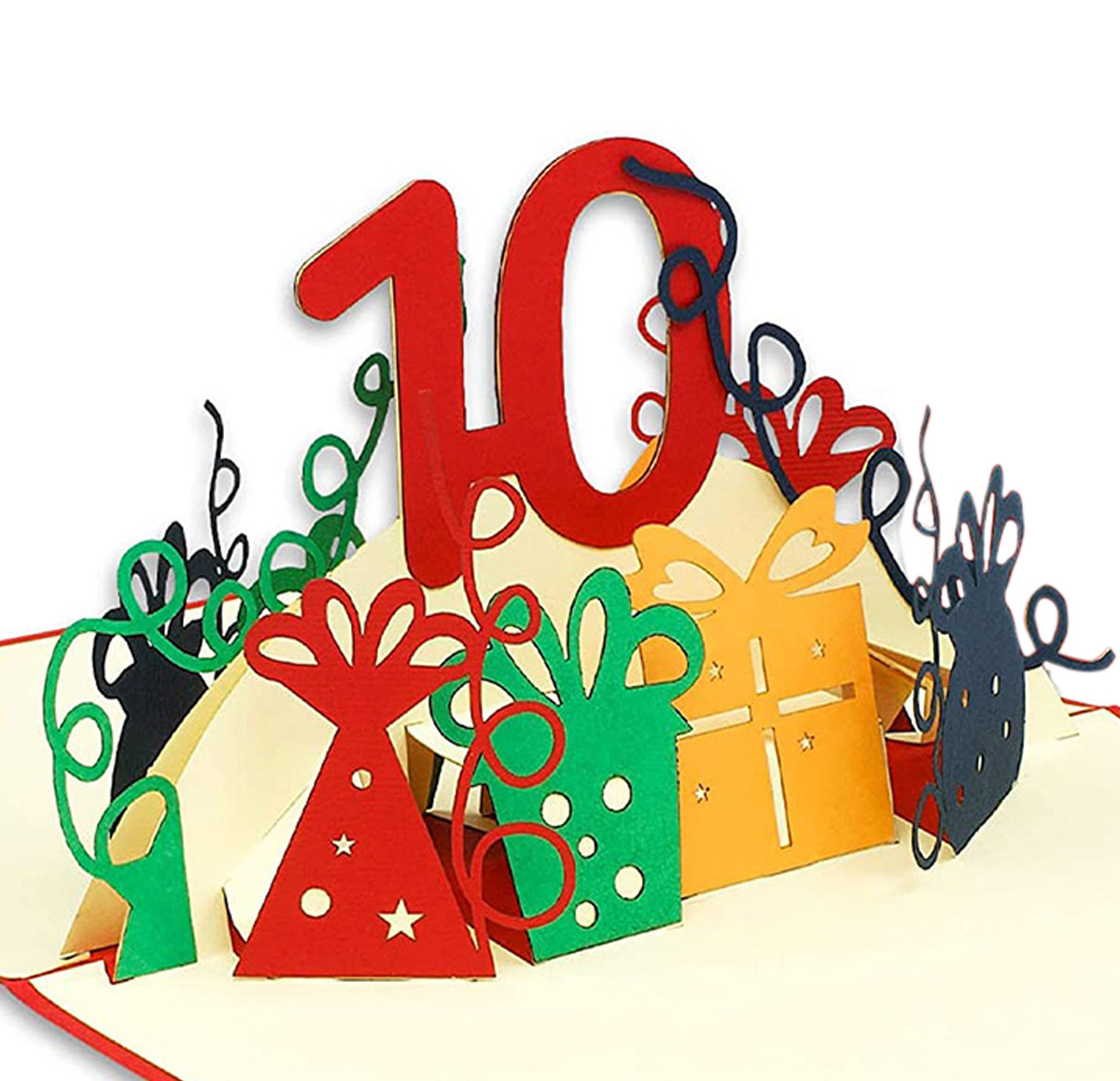 LINPOPUP POP UP 3D Karte, Geburtstagskarte 10 Jahre, Grußkarte 10. Geburtstag, Pop Up Karte, POP UP Karten Geburtstag, Hochzeitstag 10 Jahre, Jubiläum 10 Jahre, LIN17631, LINPopUp®, N364