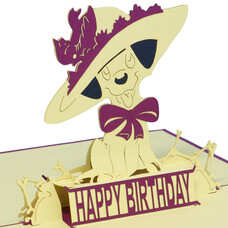 LINPOPUP Pop Up Card, 3D Card, Dog, Purple, N15
