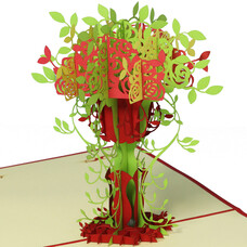 LINPOPUP Pop Up Card, 3D Card, Tree, Colourful, N47