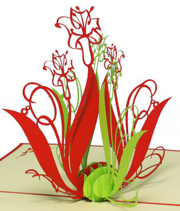 LINPOPUP Pop Up Card, 3D Card, Lilies, Bouquet of Flowers, N40