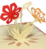 LINPOPUP Pop Up 3D Karte, Geburtstagskarte, Glückwunschkarte Muttertag, Schmetterling, Blumen, LINPopUp®, N36