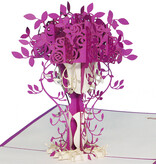 LINPOPUP Pop Up 3D Card, Birthday Card, Greeting Card Mother's Day, Purple Flowers, LINPopUp®, N229