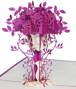 LINPOPUP Pop Up Card, 3D Card, Purple Flowers, N229