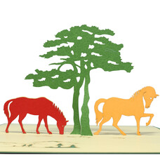 LINPOPUP Pop Up Card, 3D Card, Horses, N136