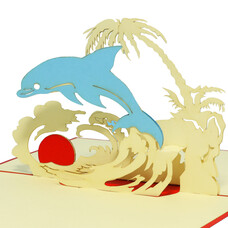 LINPOPUP Pop Up Card, 3D Card, Dolphin, N139