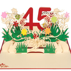 LINPOPUP Pop Up card birthday, birthday invitation, anniversary, Number 45, N326