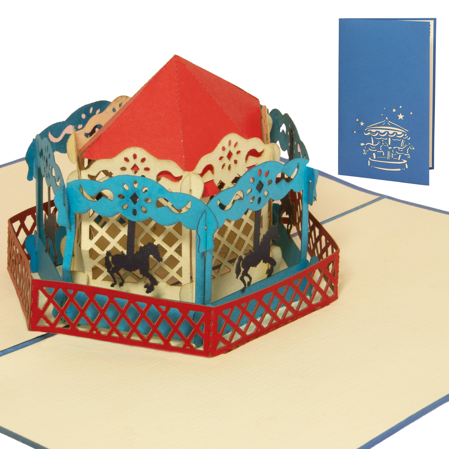 LINPOPUP Pop-up card carousel, 3D birthday card, greeting card and thank you card, invitation card for funfair, folk festival, city festival, Oktoberfest, children's birthday party