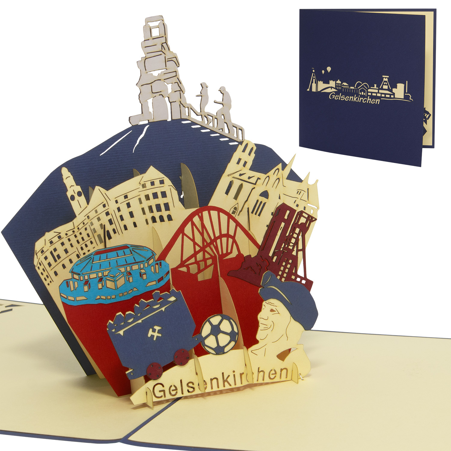 LINPOPUP Pop Up 3D Card, Birthday Card, Greeting Card, Travel Voucher,Gelsenkirchen, LIN17633, LINPopUp®, N366