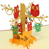 LINPOPUP Pop Up Card, 3D Card, Owls and Foxes, N298