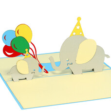 LINPOPUP Pop Up Card, 3D Card, Elephants, N288