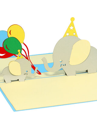 LINPOPUP Pop Up Card, 3D Card, Elephants, N288