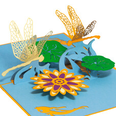 LINPOPUP Pop Up Card, 3D Card, Dragonfly Pond, N287