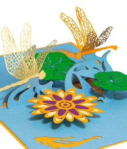 LINPOPUP Pop Up Card, 3D Card, Dragonfly Pond, N287