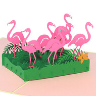 LINPOPUP Pop Up Card, 3D Card, Flamingos, N289