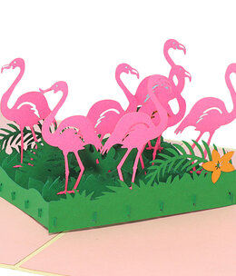 LINPOPUP Pop Up Card, 3D Card, Flamingos, N289