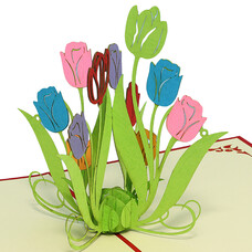 LINPOPUP Pop Up Card, 3D Card, Tulips colourful, N337