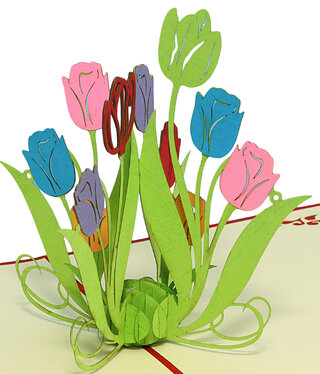 LINPOPUP Pop Up Card, 3D Card, Tulips colourful, N337