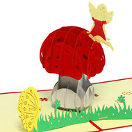LINPOPUP Pop Up Card, 3D Card, Mushroom and Fairy, N321