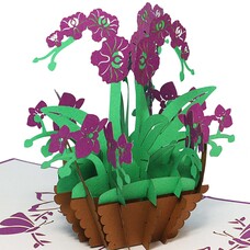 LINPOPUP Pop Up Karte, 3D Karte, Orchidee dunkellila groß, N358