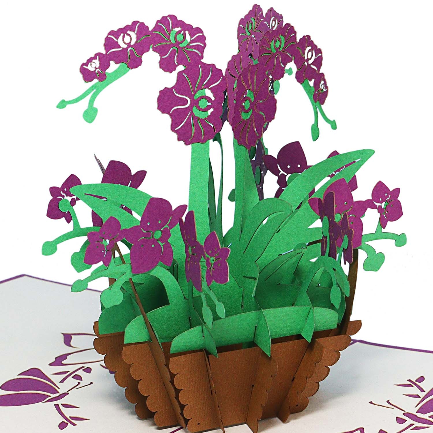 LINPOPUP Pop Up Card Flower, Birthday, 3D Greeting Cards Flower Card Folding Card Birthday Card Good Luck Get Well Soon, Wellness Voucher, Orchid, LIN 17615, LINPopUp®, N358