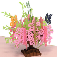 LINPOPUP Pop Up Card, 3D Card, Pink Flowers Vase, N379