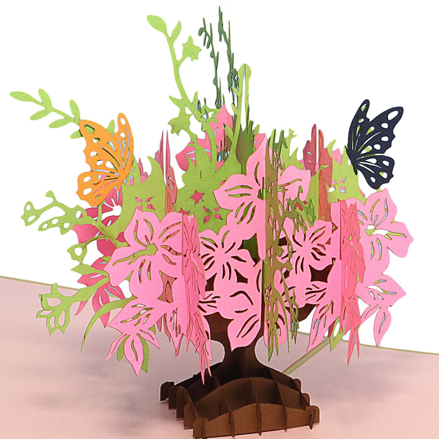LINPOPUP 3D Pop Up Greeting Card, Best Wishes, Birthday, Mother's Day, Thank You, Good Luck, Flowers, Pink Flowers in a Vase, LIN17652, LINPopUp®, N379