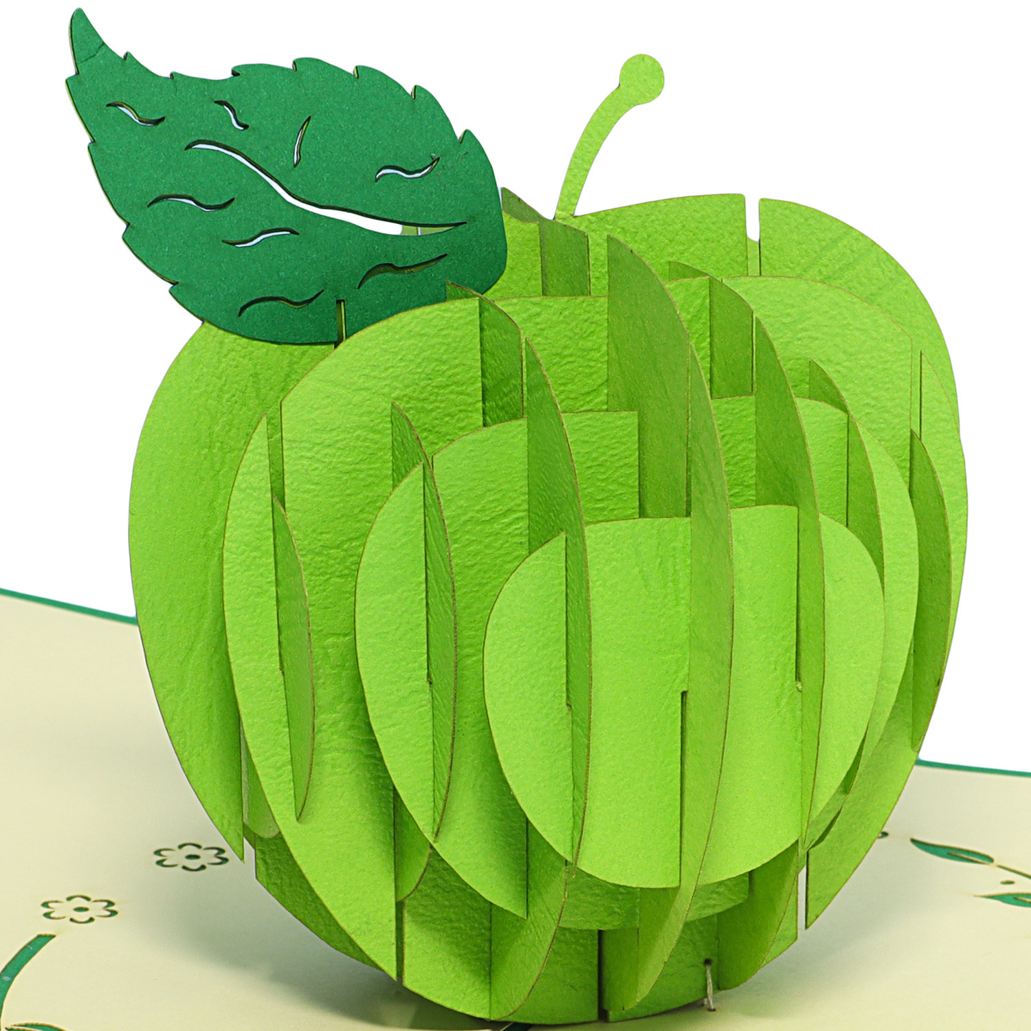 LINPOPUP POP UP cards, 3D cards get well soon, 3D greeting cards apple, 3D card folded card birthday card, green apple, LIN17650, LINPopUp®, N378
