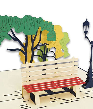 LINPOPUP Pop Up Card, 3D Card, Park, Bench, N257