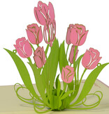 LINPOPUP Pop Up 3D Card, Birthday Card, Flower Cards, Greeting Card, Mother's Day Card, Tulips, Pink, LIN17666, LINPopUp®, N389