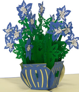 LINPOPUP Pop Up Card, 3D Card, Flowers blue, N391