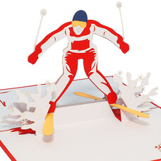 LINPOPUP Pop Up Card, 3D Card, Skiing, N270