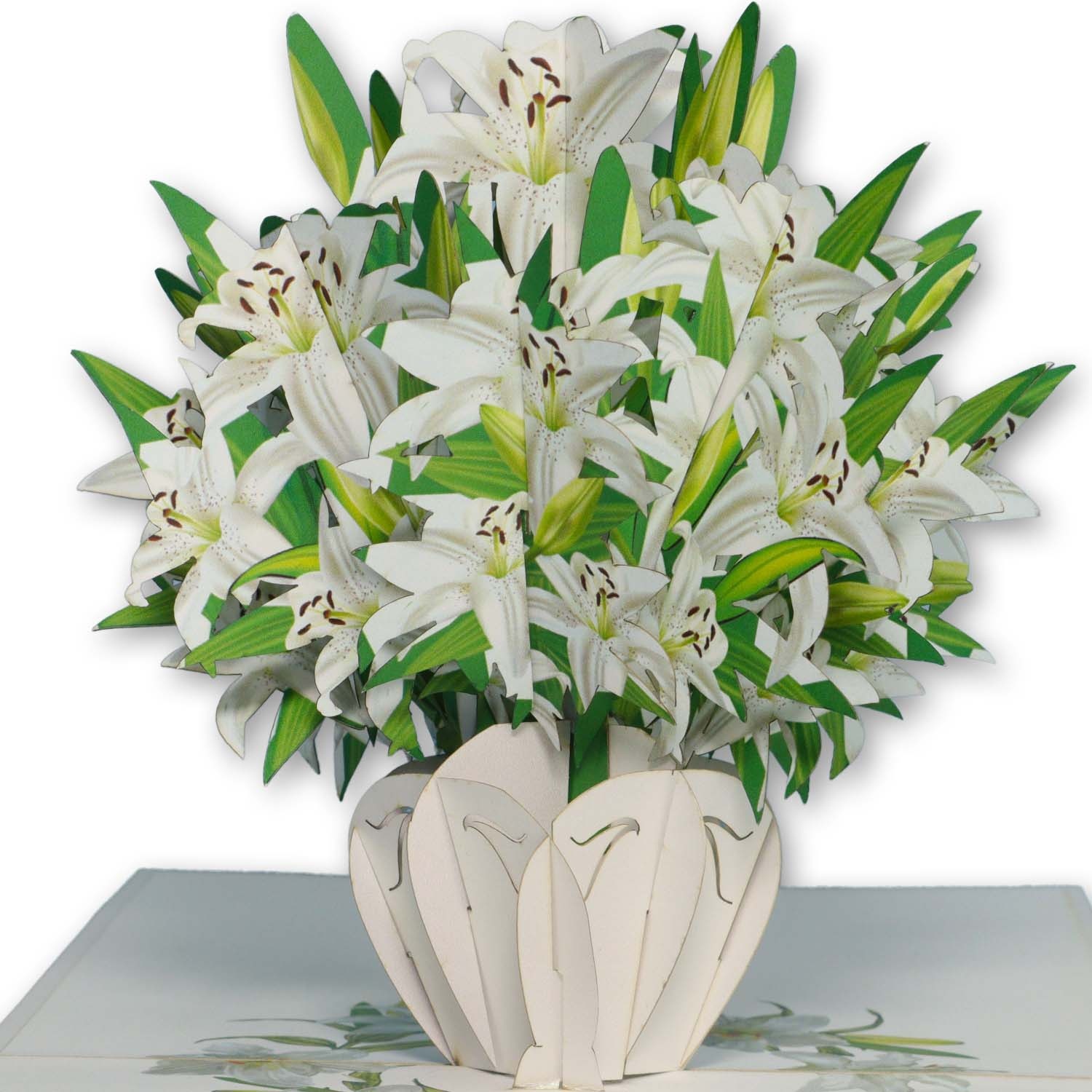LINPOPUP Pop Up Card Flowers, Bouquet Pop-Up, Greeting Cards, Folded Card, Mother's Day Card, Thank You, Get Well, Farewell, Birthday Card, Pop Up Cards White Lilies, LIN17760, LINPopUp®, N500