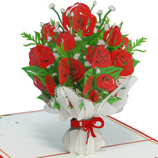LINPOPUP Pop Up Card, 3D Card, Flower Card, Roses, N506
