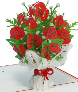 LINPOPUP Pop Up Card, 3D Card, Flower Card, Bouquet of Roses, N506