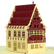 LINPOPUP Pop Up Card, 3D Card, Half-Timbered House, N194