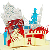 LINPOPUP Pop Up 3D Card, Greeting Card, Travel Voucher, Hamburg, LINPopUp®, N193